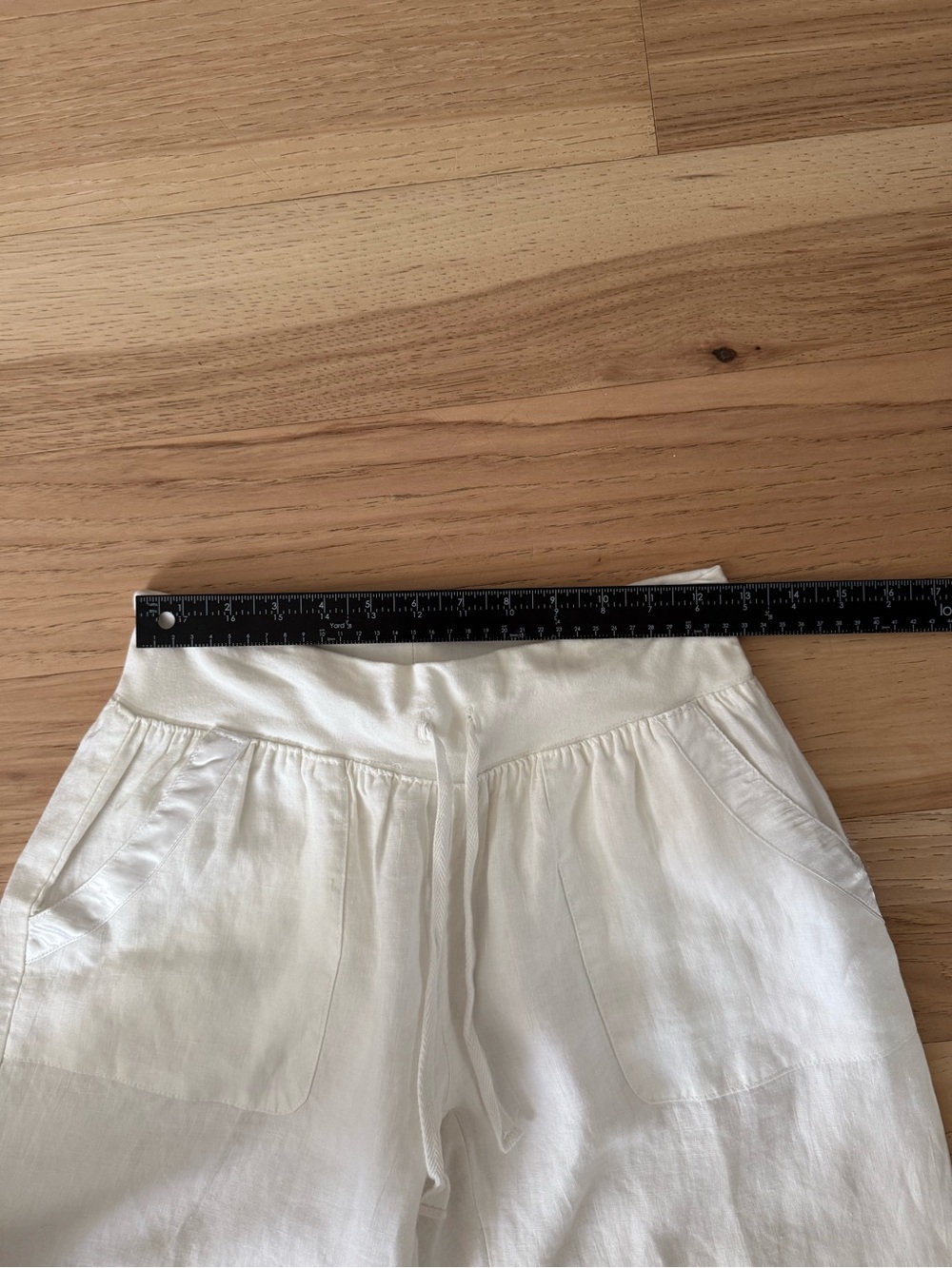 Elan White Drawstring Linen Pants Straight Leg Size Large - Picture 9 of 12